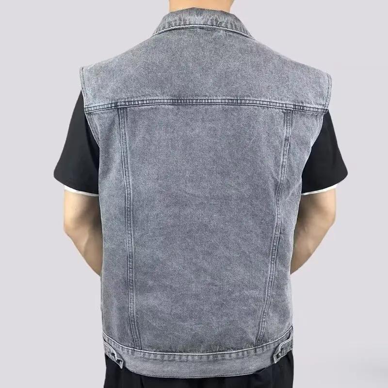 Gilet en jean rétro haut de gamme, revers sans manches pour hommes, gilet, gilet, gilet, gilet, gile