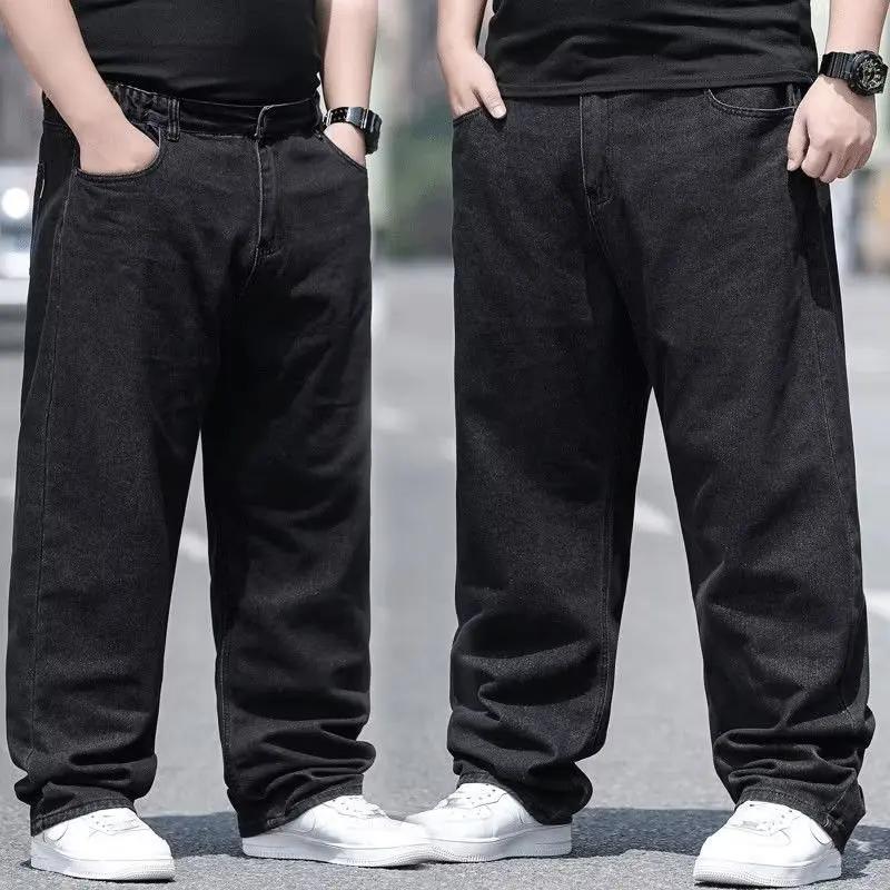 Jean surdimensionné pour homme, pantalon en Denim, grande taille, Baggy Y2k, Cargo noir, jambes larg