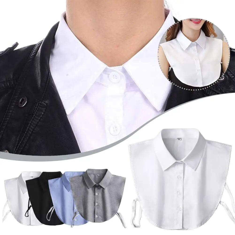 Faux col détachable pour filles, chemises, demi-chemisier, robe baccalauréat, hauts de couleur unie,