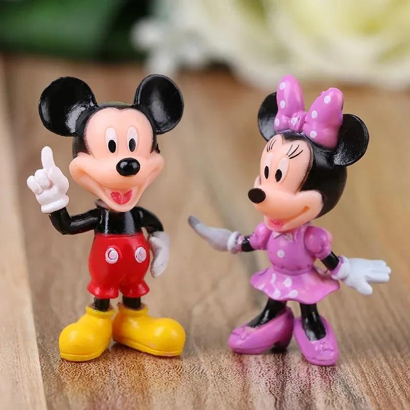 Figurines d'action Disney Mickey Mouse, Minnie Donald Duck, ornements de gâteaux en PVC, Collection 