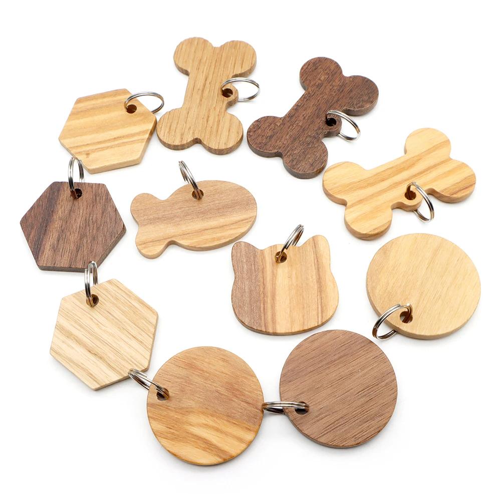 Étiquette d'identification de chien en bois, plaque signalétique personnalisée pour chiot, Anti-pert
