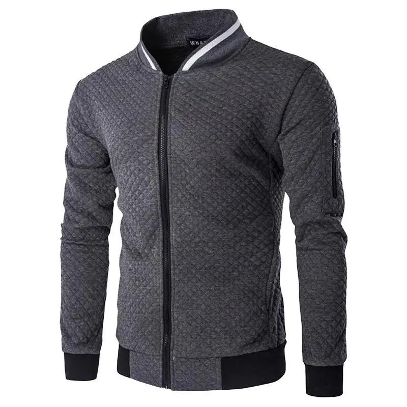 Sweat-shirt pour hommes avec poches zippées, demi-survêtement fin de couleur unie, décontracté, à ca