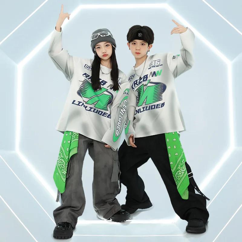 Costume de danse Hip Hop Jazz pour garçons et filles, haut à manches longues, tenue de pantalon, pra