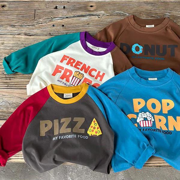 UNITIM enfants contraste T-shirt conception dessin animé à manches longues bébé garçons hauts printe