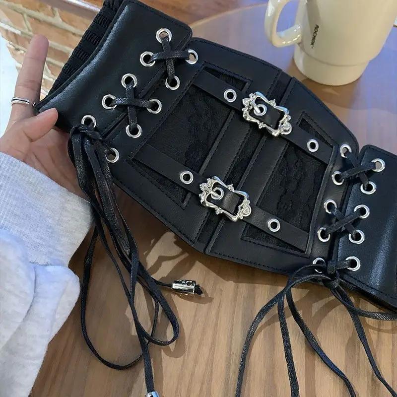 Ceintures corset rétro pour femmes, boucle ardillon, dentelle élastique et Style gothique, corde à c