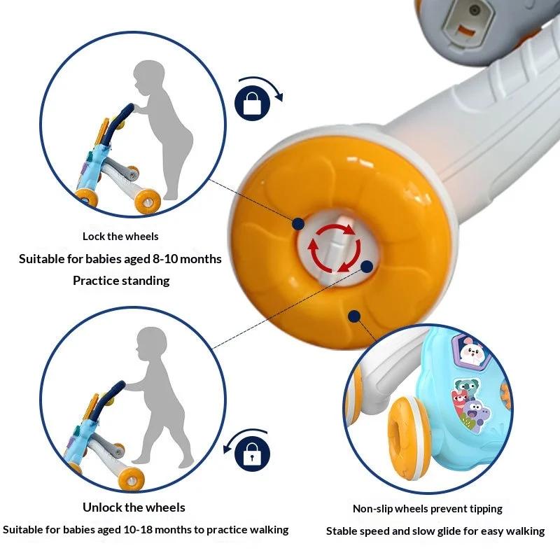 Chariot trotteur multifonctionnel anti-basculement pour bébés de 1 à 3 ans, aide à la marche et joue