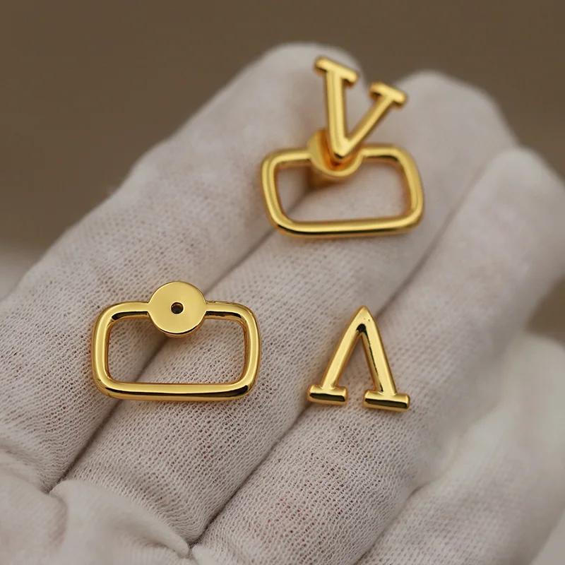 Nouveau Design de vue de luxe en métal lettre V boucles d'oreilles pour les femmes marque de mode ma