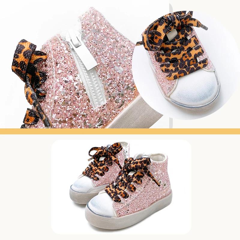 Baskets montantes scintillantes pour enfants, chaussures de sport pour filles, bottes décontractées 