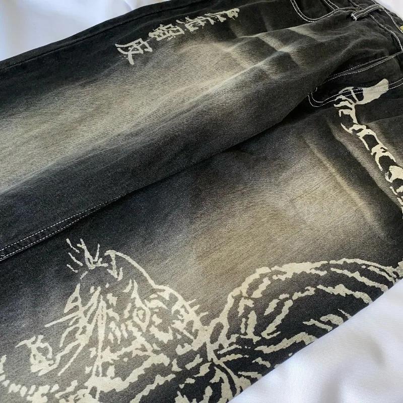 Jean Baggy pour hommes, nouveau modèle surdimensionné imprimé, Y2K Street Vintage Rock décontracté, 
