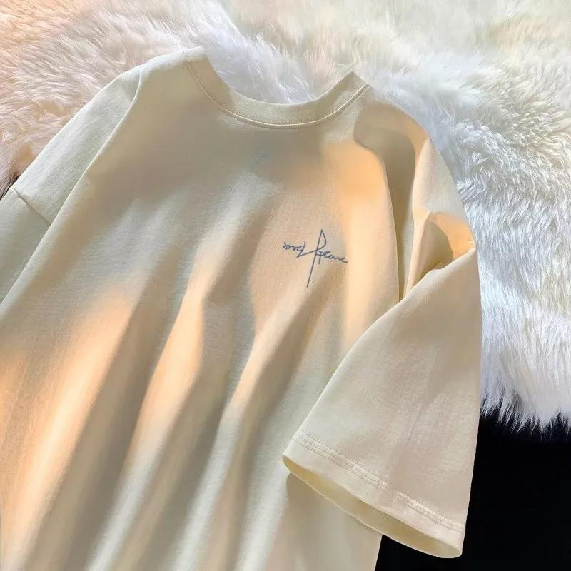 Japonais minimaliste lettre imprimer M-8XL grande taille hommes décontracté respirant T-shirt été à 