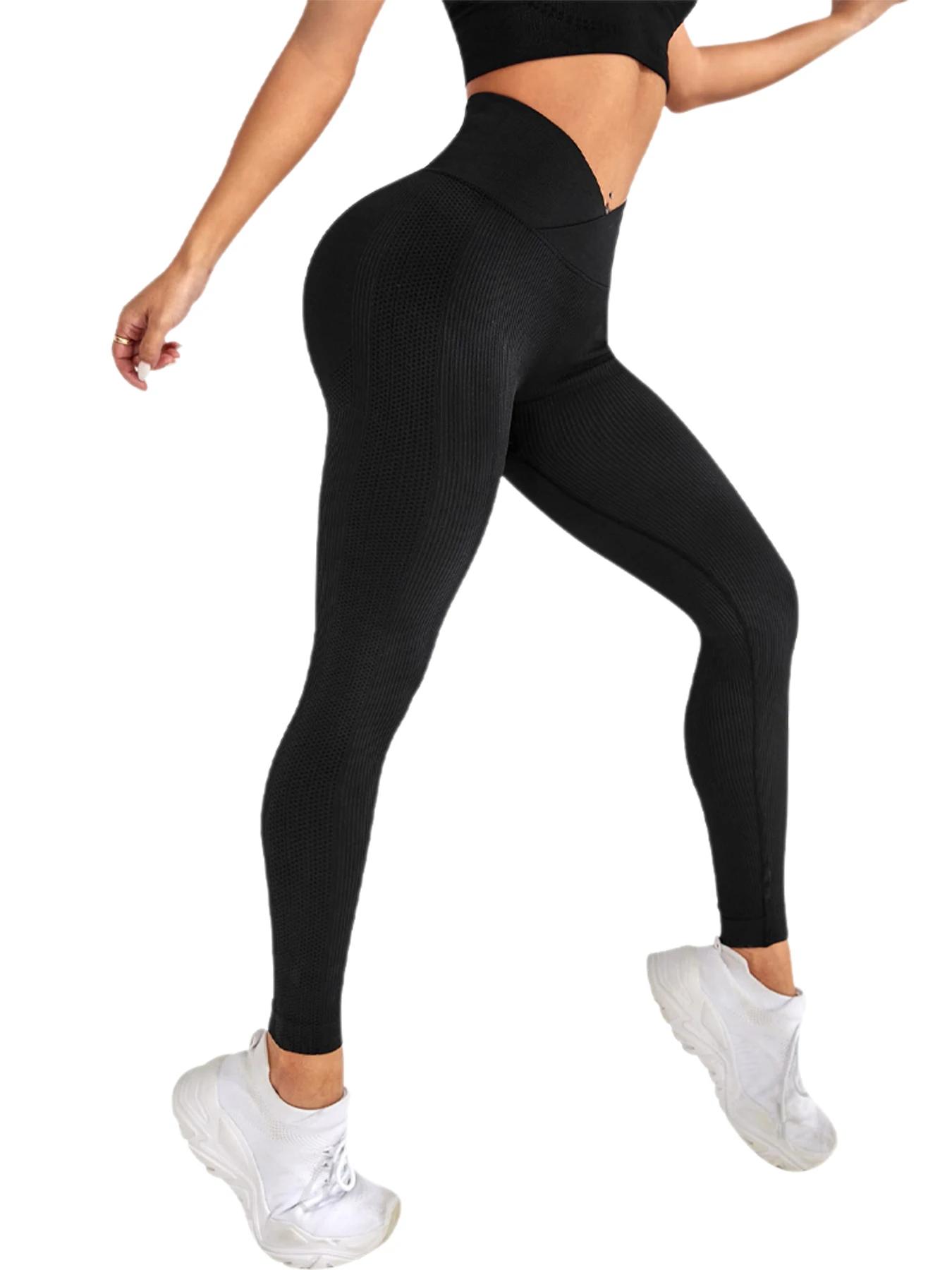 Leggings d'entraînement pour femmes, taille croisée, élastique, fesses à bulles, Fitness, Yoga sans 