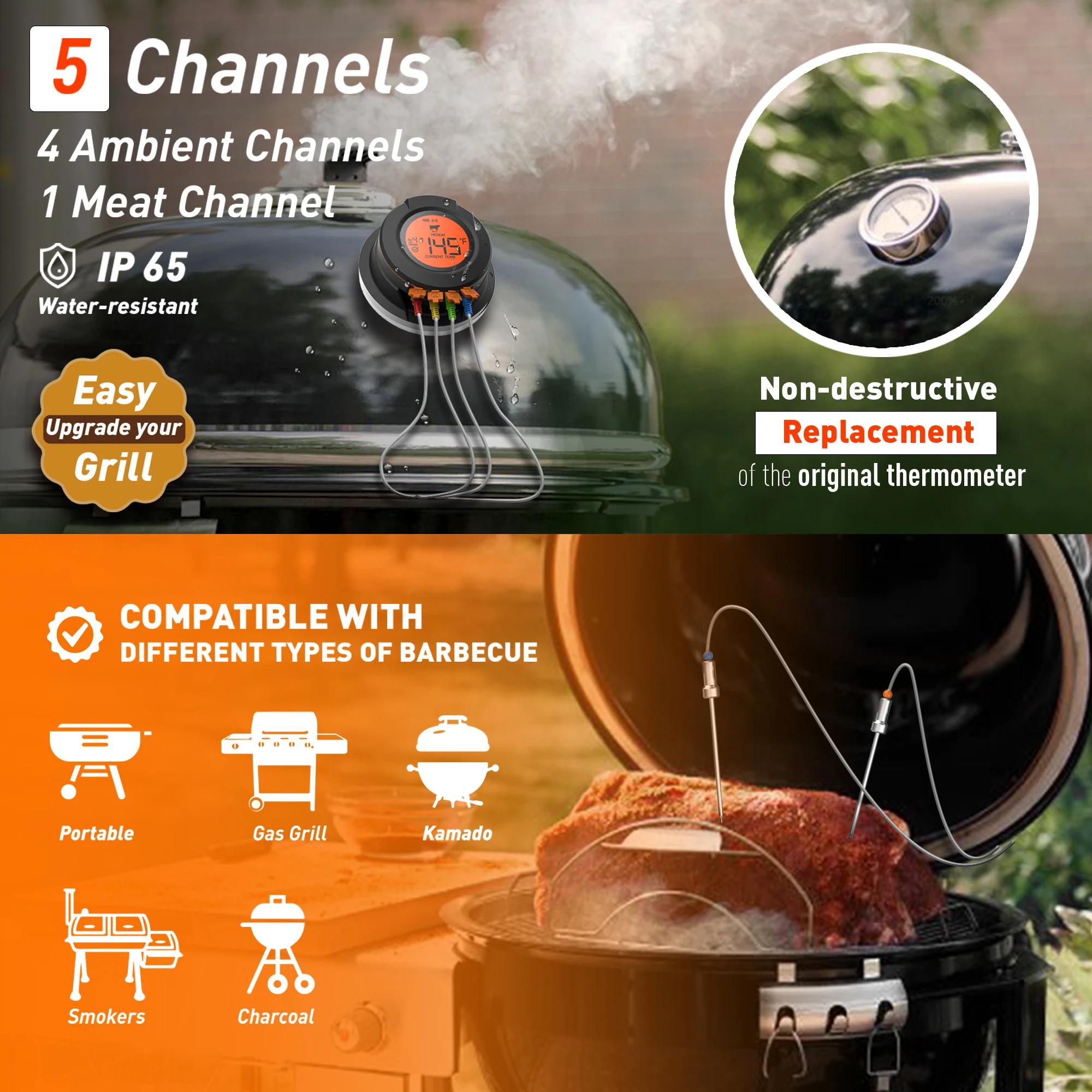 Thermomètre à viande sans fil numérique Bluetooth, pour cuisson des aliments, barbecue, gril, four, 