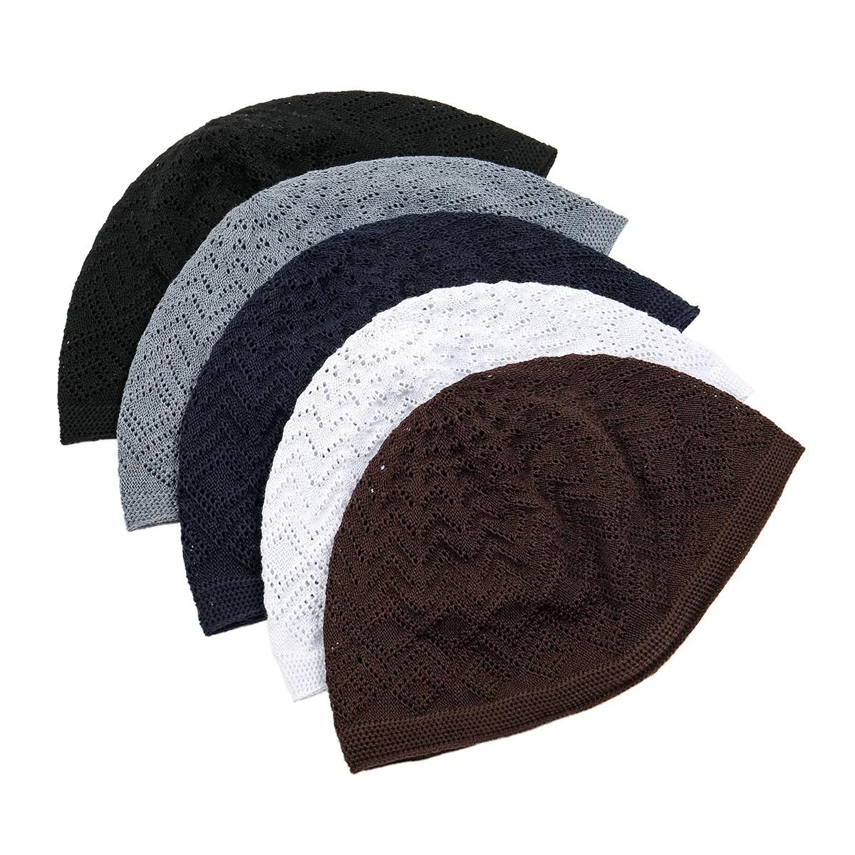 Chapeaux de prière tricotés pour hommes musulmans, Kufi islamique Taqiya Takke Peci, casquette tête 