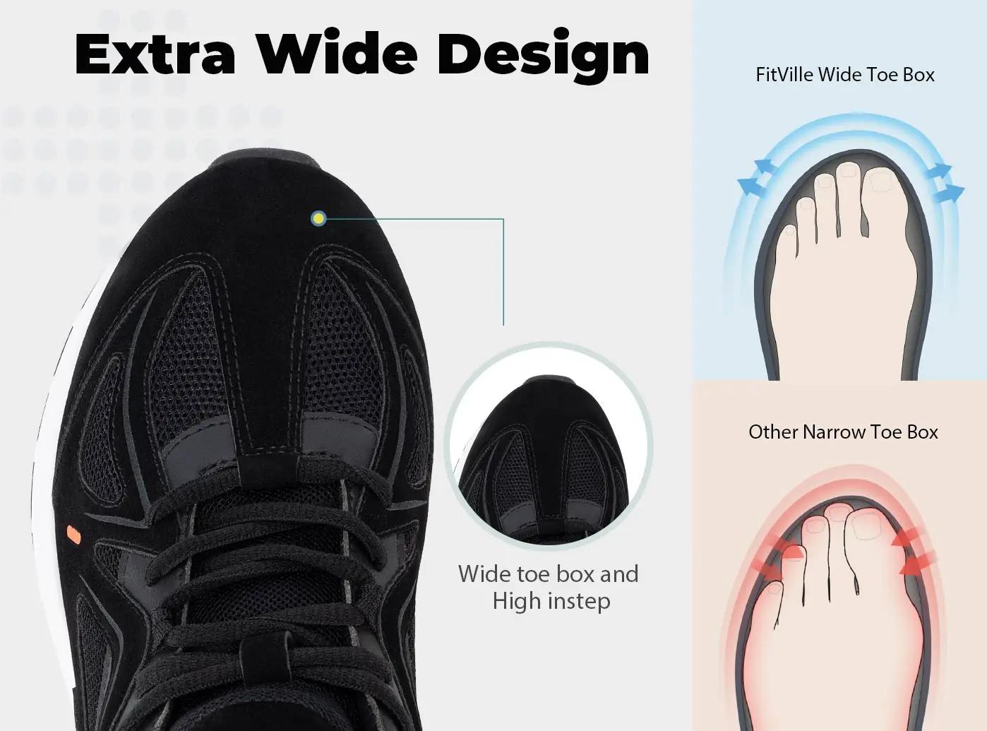 Fittington chaussures de marche Extra larges pour hommes respirant grande taille baskets de Sport an