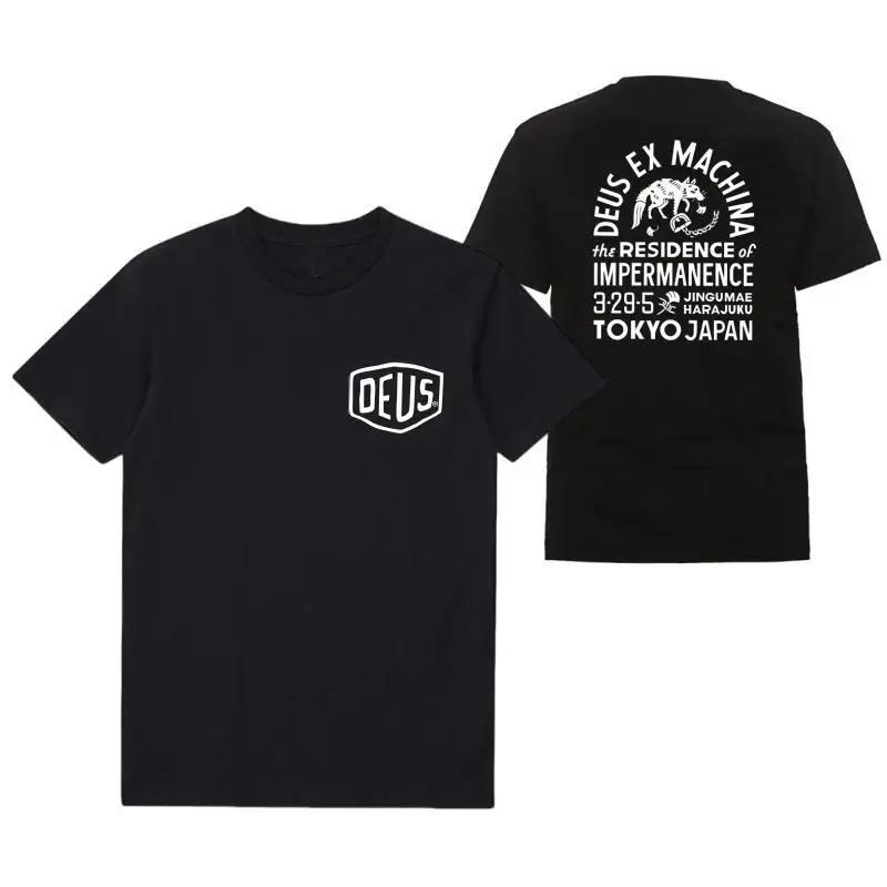 DEUS EX MACHHR-Maillot de football à manches courtes pour homme, haut noir décontracté, t-shirts res