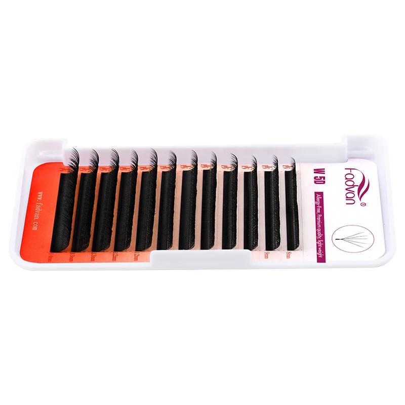 FADVAN 10 pièces Extensions de cils en forme de W YY/3D/4D/5D 0,07 mm LU/L/C/D pour professionnels, 