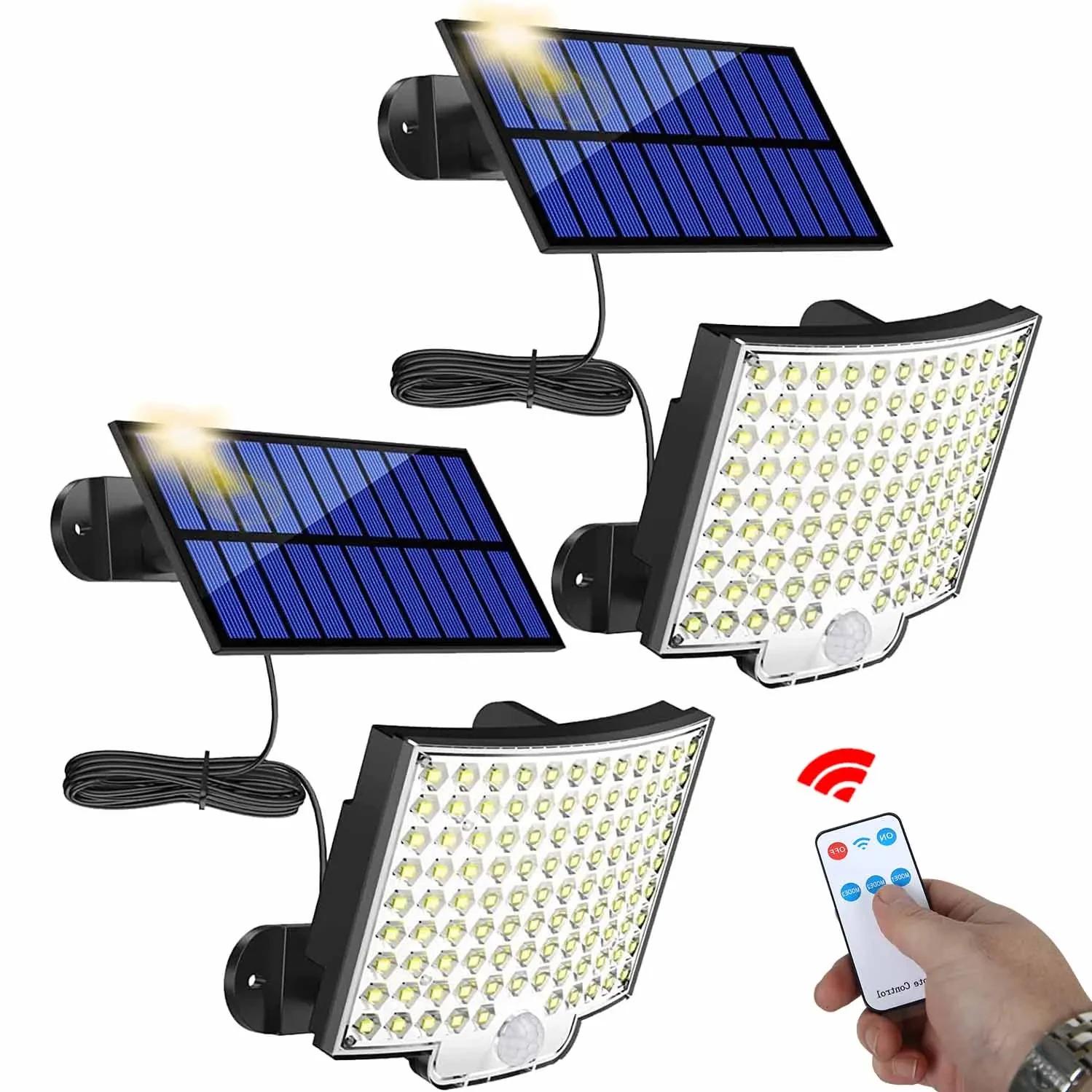 106LED lumière solaire extérieure étanche avec capteur de mouvement projecteur télécommande 3 Modes 