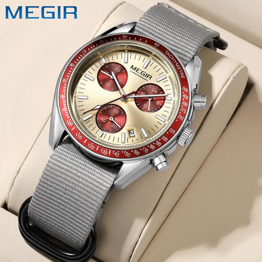 MEGIR nouvelles montres de luxe pour hommes toile tissage bracelet Sport automatique chronographe Qu