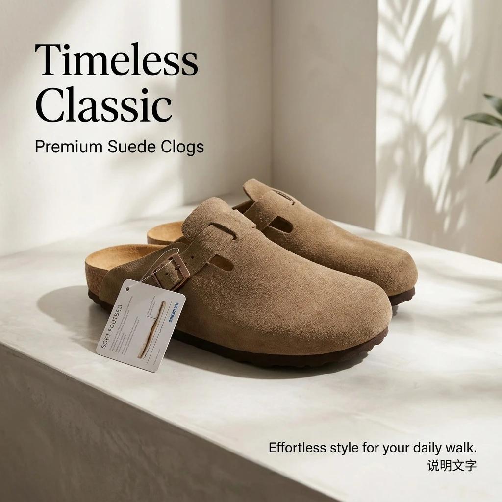 Chaussures en daim et liège pour hommes et femmes, design célèbre, sangles réglables, soutien de la 