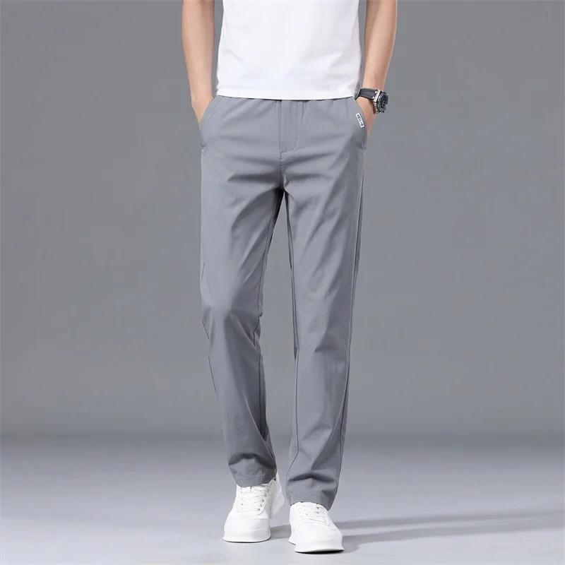 Pantalon décontracté homme en fibre de polyamide extensible, coupe slim droite, idéal pour l'été – B