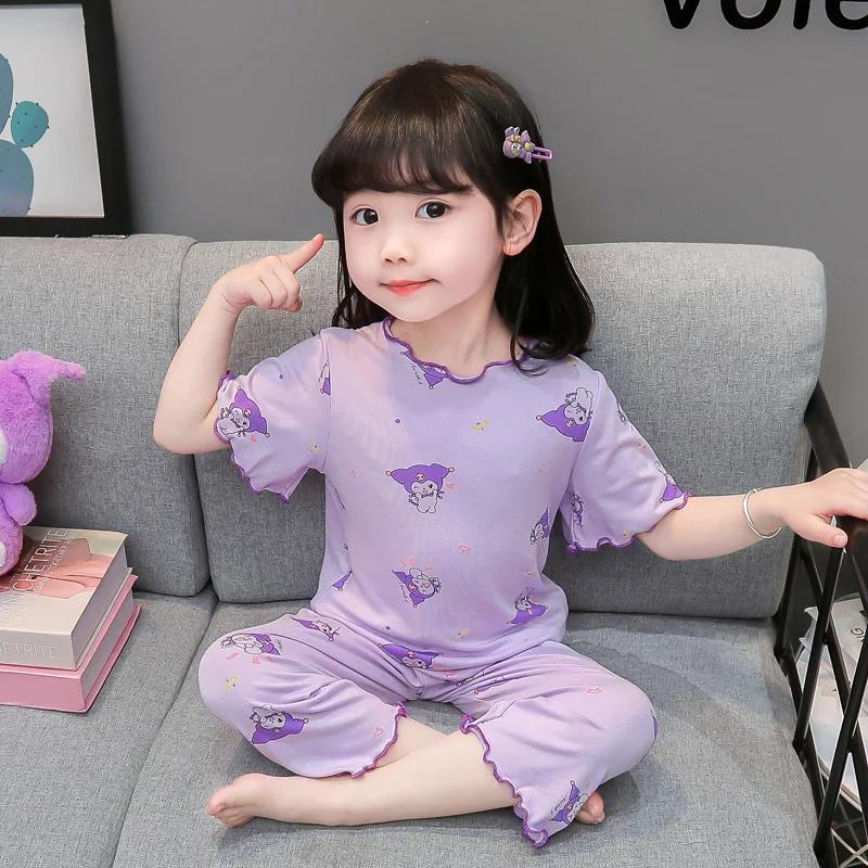 Sanrio – pyjama Kawaii pour filles, 2 pièces, ensembles de vêtements de détente Hello Kitty, vêtemen