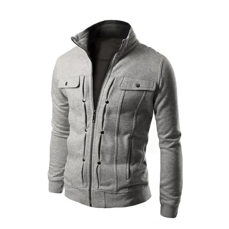 Nouveaux hommes vestes décontractée col montant sweat-shirt à glissière printemps automne Cardigan v