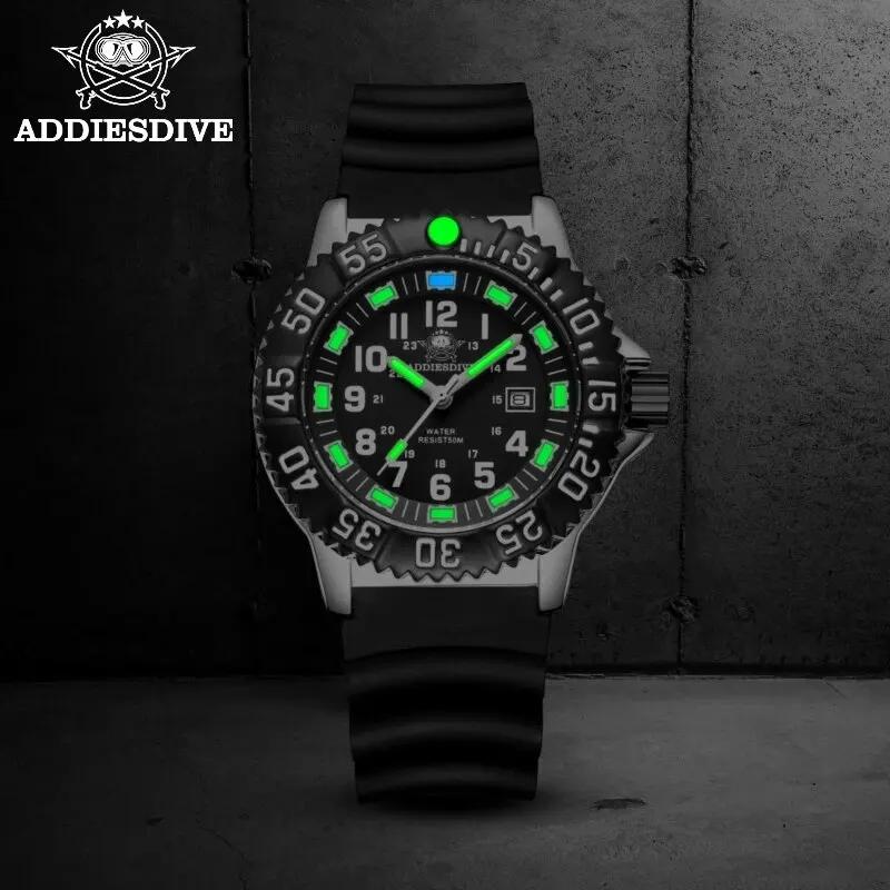 Addies Dive-Montre à quartz décontractée pour homme, affichage du calendrier, étanche 50m, tube, cad