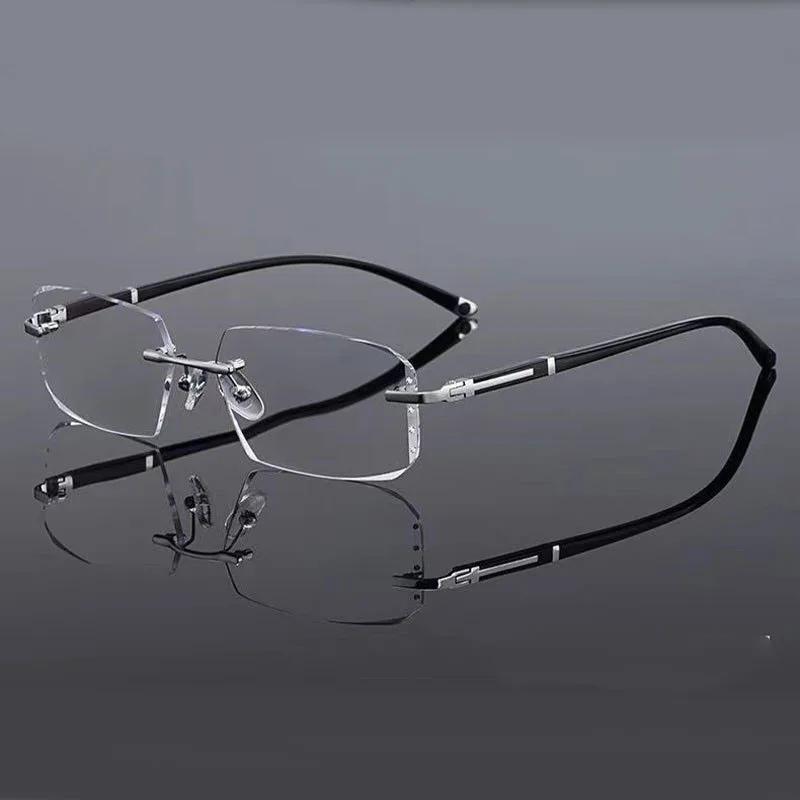 Lunettes de lecture élégantes sans cadre Anti-lumière bleue pour hommes lunettes de lecture d'affair