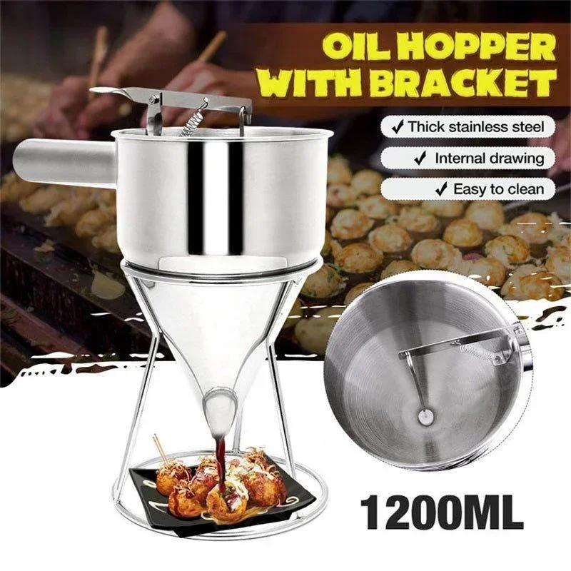 Distributeur d'entonnoir en acier inoxydable avec support, pour cupcakes, crêpes, pâte, poulpe, boul