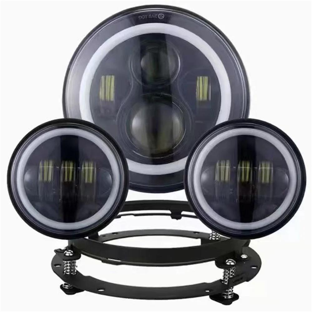 Pour Harley 7 "projecteur Led Moto phare + 4 1/2 antibrouillard feux de croisement pour Touring Elec