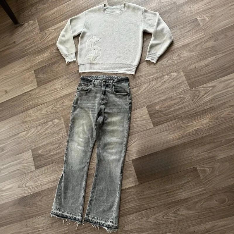Y2K rétro jean couleur claire motif Dollar broderie épissure Denim pantalon gothique Hip Hop Streetw