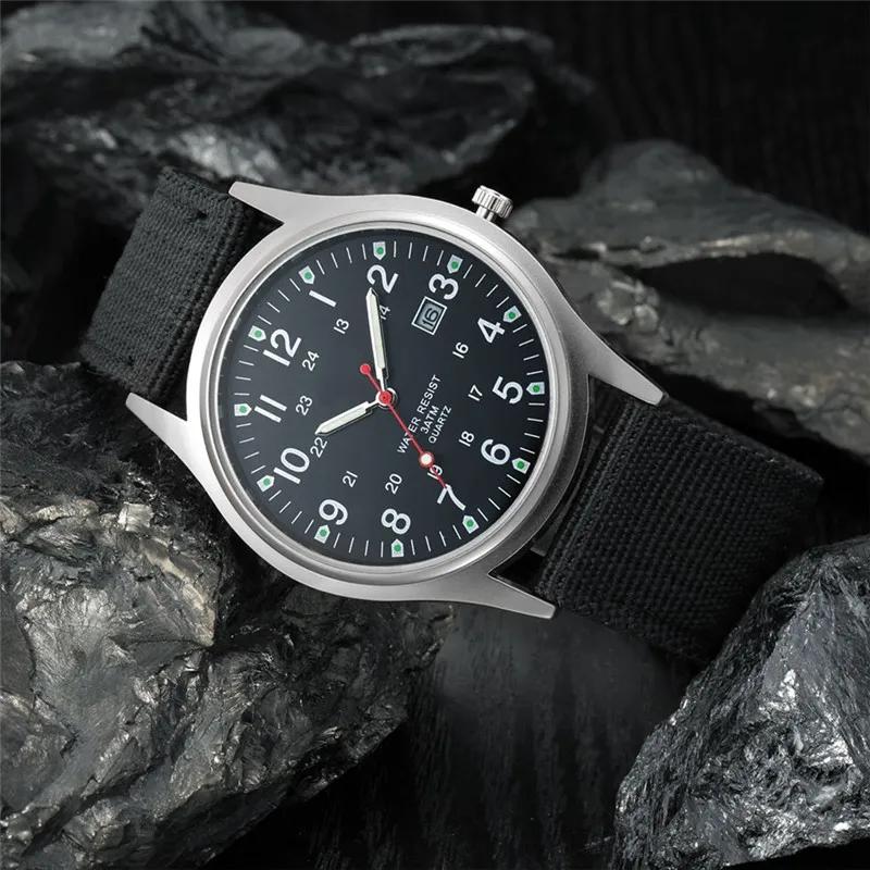 Garçons marque pas cher montres hommes mode décontracté bracelet en Nylon sport armée cadeaux Date Q