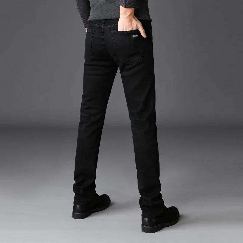 Printemps automne hommes classique marque de mode jean Homme homme doux Stretch noir Biker Masculino