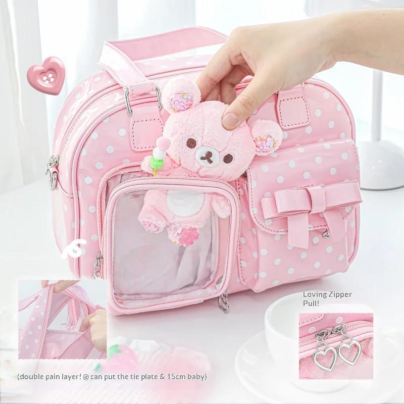 RosyPosy Ita Bag Sac à main rose à pois mignon et féminin, grande capacité pour iPad 10,9 pouces, or