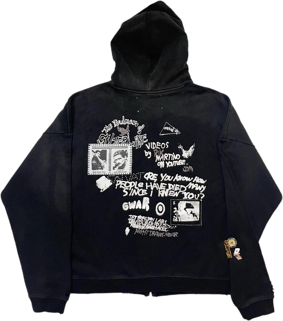 Trou Cardigan PALY broderie sweat à capuche hommes femmes haute qualité Vintage surdimensionné pull 