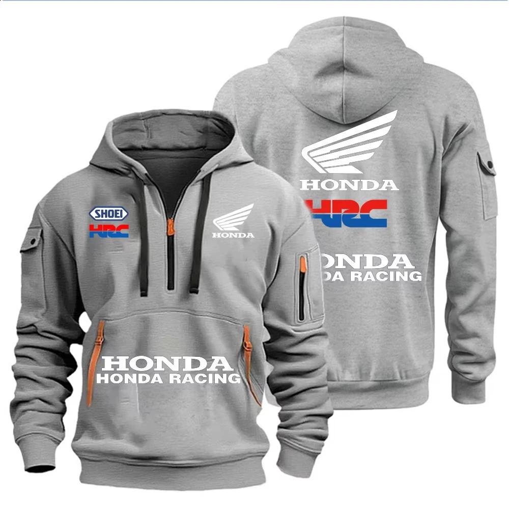 Honda Racing – sweat à capuche multi-poches avec fermeture éclair pour homme, vêtement de sport déco
