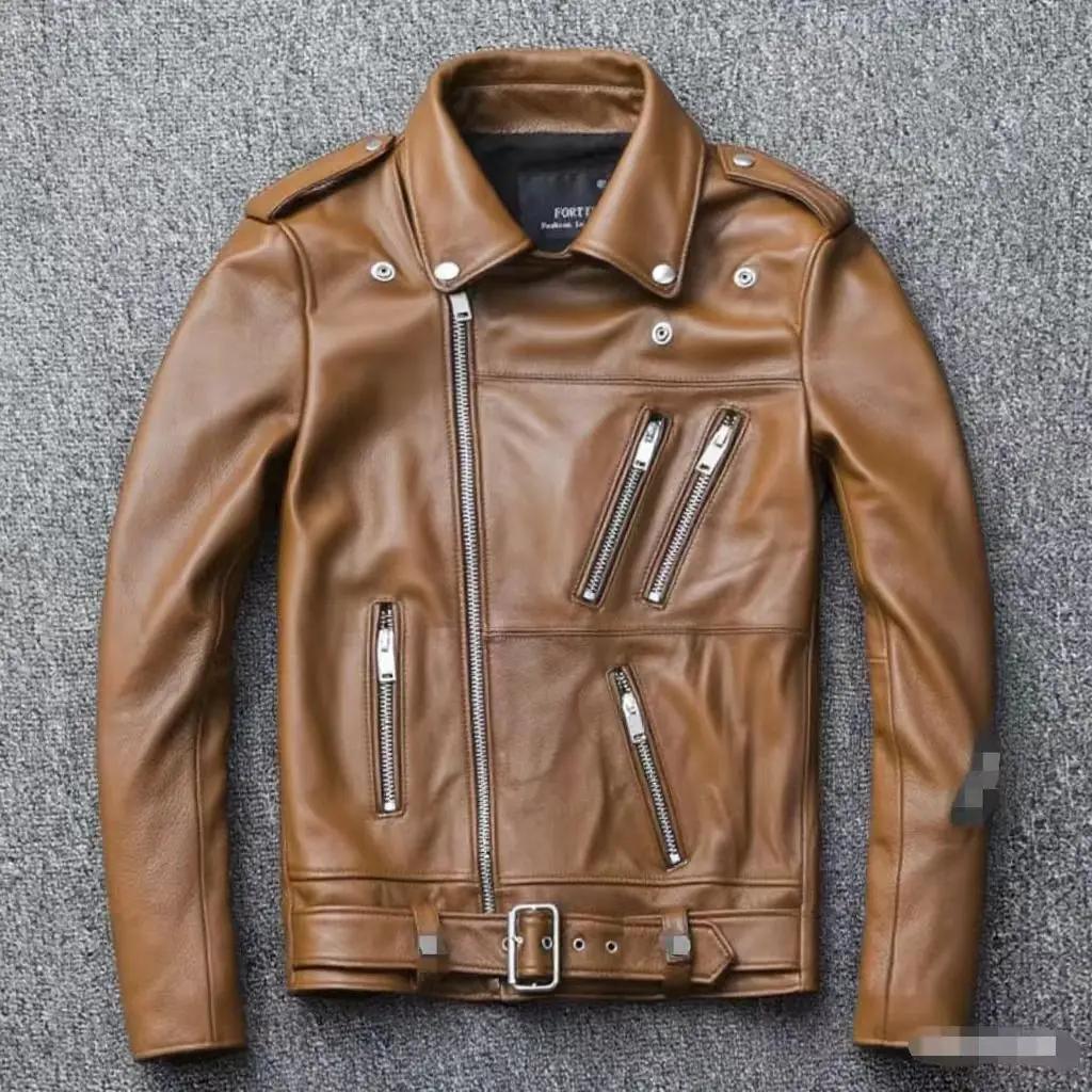 Veste en cuir PU surdimensionnée pour homme, style polo, avec plusieurs fermetures éclair, pour l'au