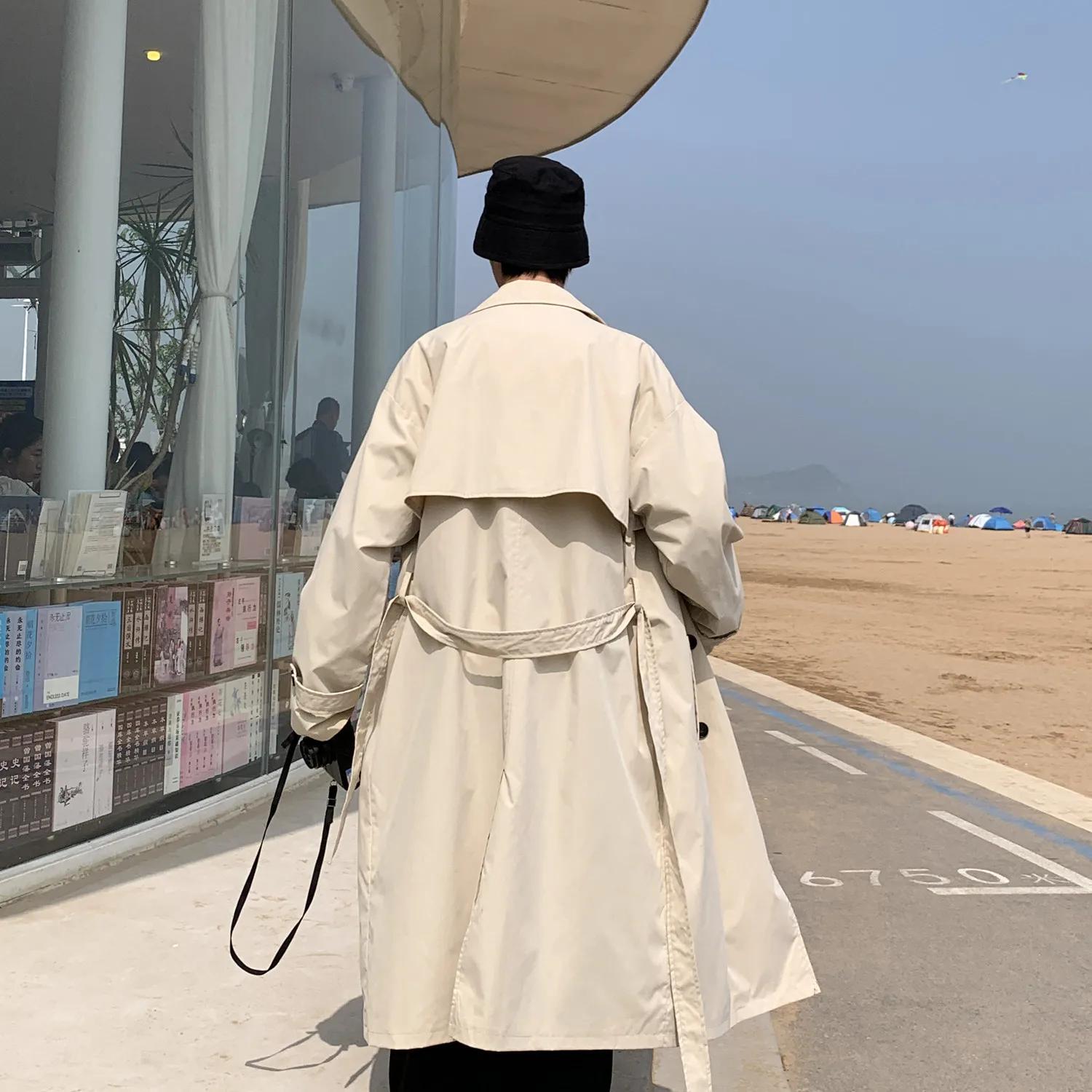 Style coréen printemps Trench manteau homme Streetwear coupe-vent Trenchcoat hommes solide affaires 