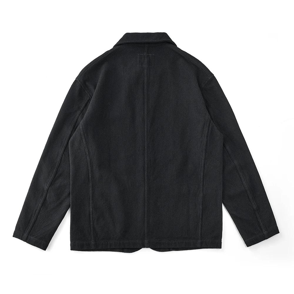Vintage lourd Kendo veste hommes automne hiver nouveau coton revers multi-poches ample encre teint v