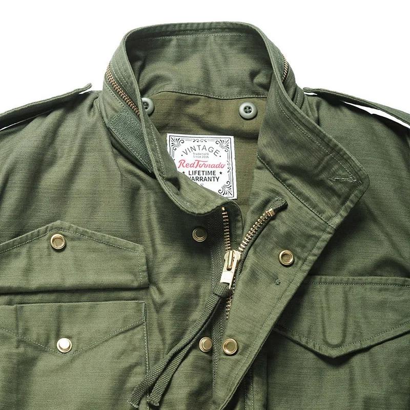 Veste militaire classique faite à la main, coton rouge Tornado, réédition de la taille américaine, h