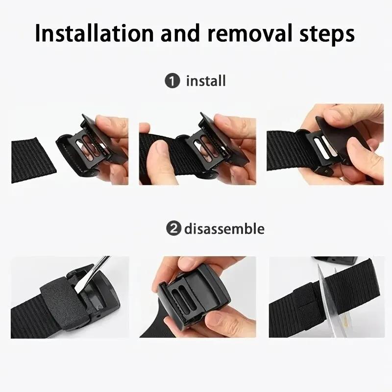 Ceinture en toile décontractée pour hommes et femmes, ceinture d'entraînement en nylon sans métal av