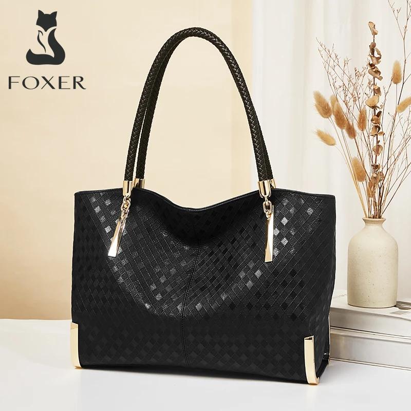 FOXER Sac à main en cuir véritable pour femme, design élégant et luxueux, sac à bandoulière pour fem