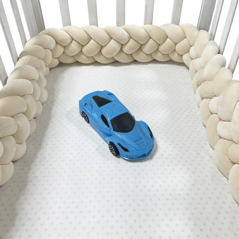 Pare-chocs De berceau Tresse De Lit 4 noués 2-4M, tissu doux pour la peau, décor De chambre De bébé,