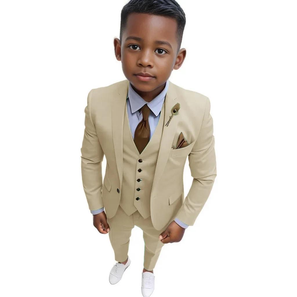 Ensemble de costume formel pour garçons de 3 à 16 ans, trois pièces, smoking élégant pour mariage, f