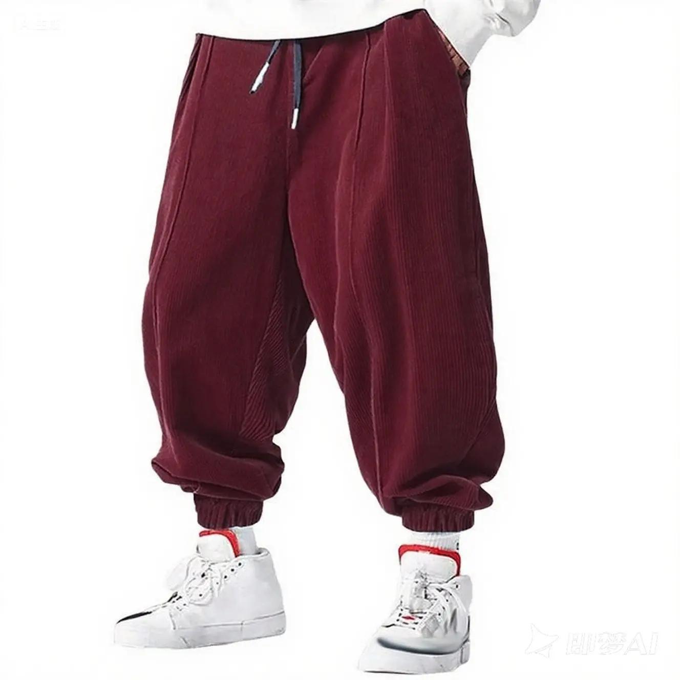 Printemps automne hommes décontracté ample cordon pantalon mode pantalons de survêtement couleur uni
