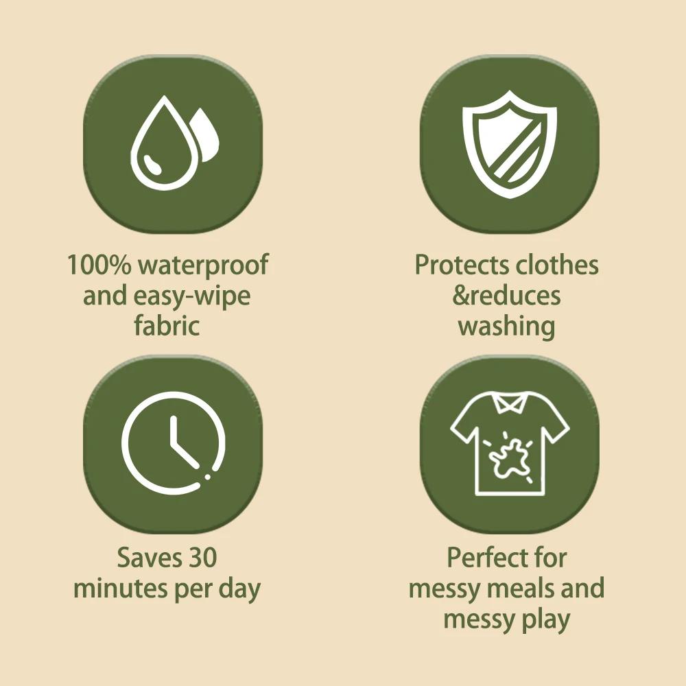 Elinfant-Bavoir en Polyester Imperméable à Manches sulfpour Bébé, Design lèvent à Pression Imprimés 