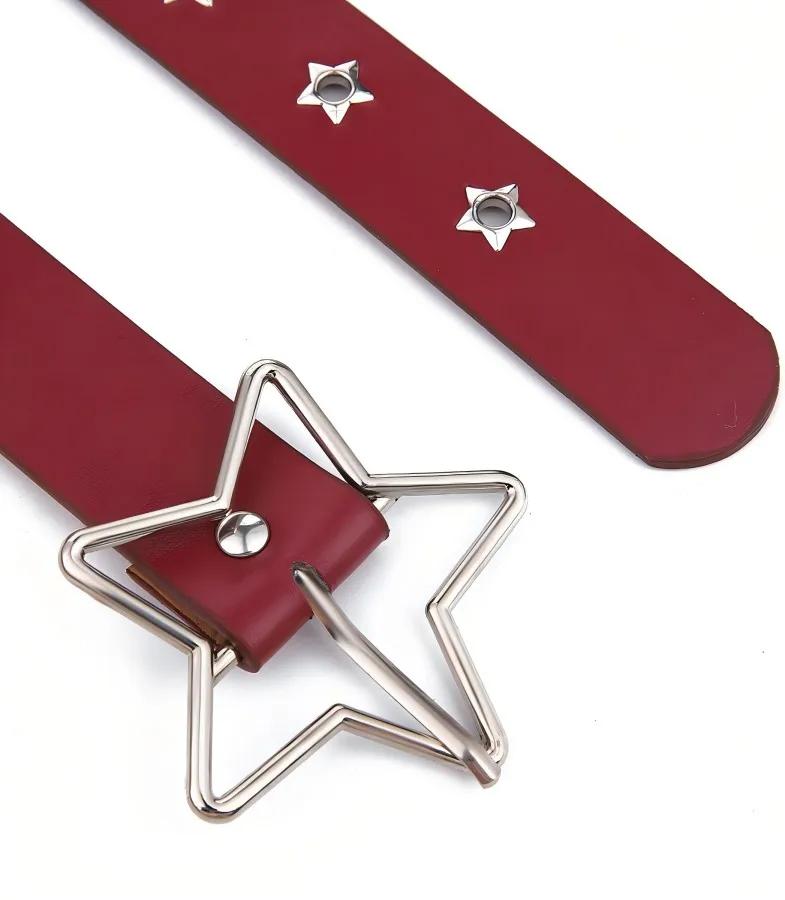 Ceinture décorative à boucle étoile de style punk avec plusieurs trous, petits yeux en forme d'étoil