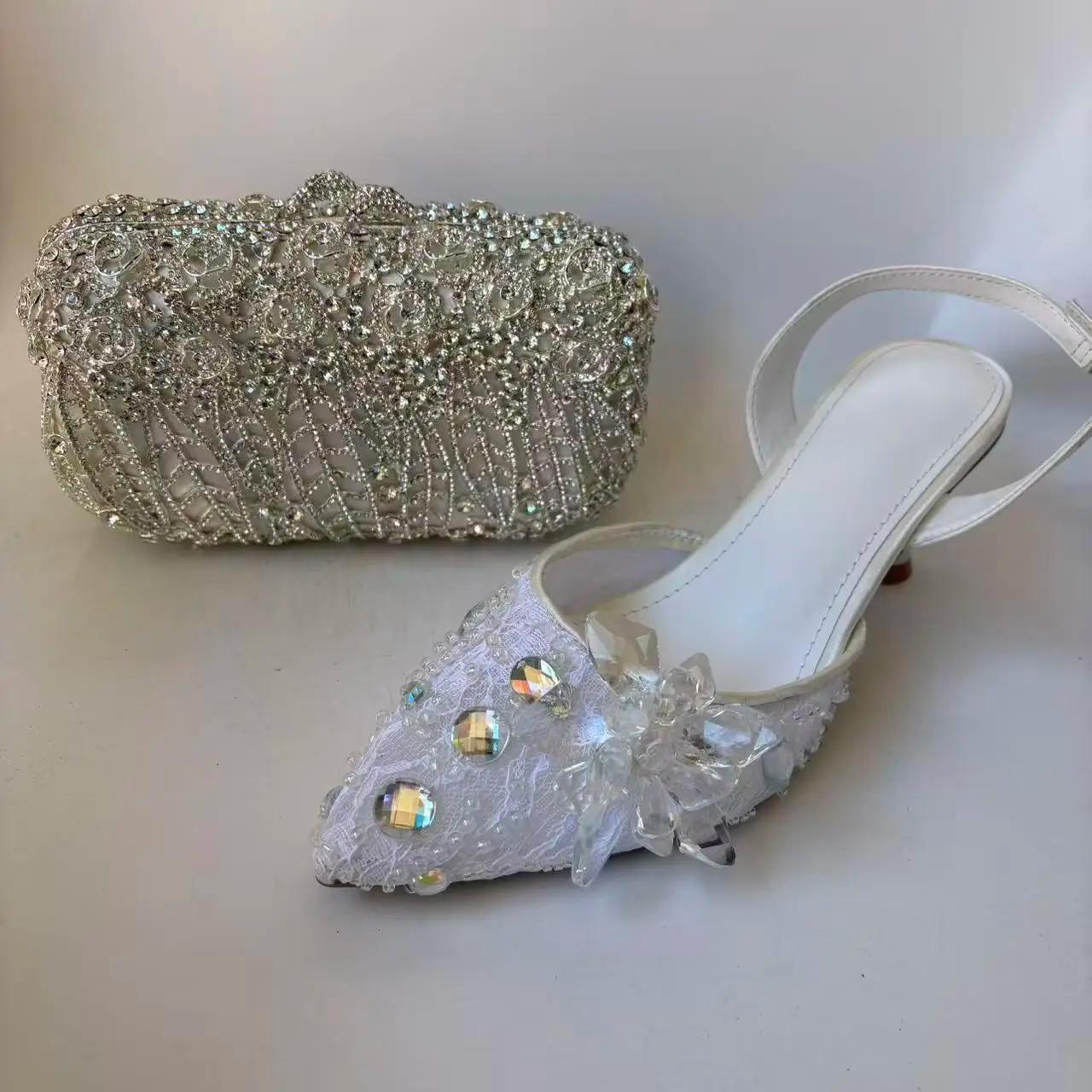 LNATISNOVA – sandales à bout pointu et sacs à main pour femmes, escarpins à talons hauts avec pochet