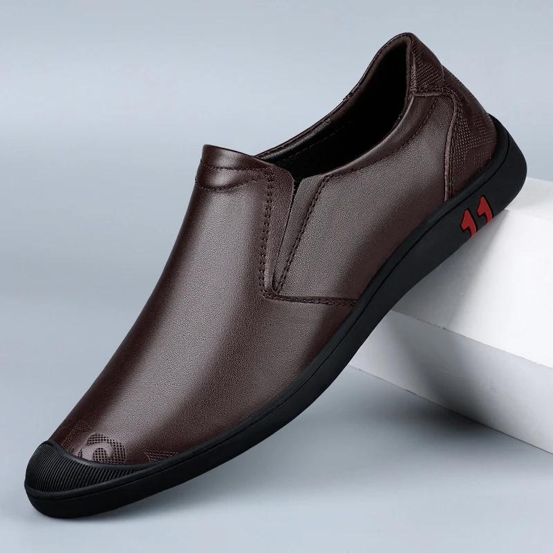 Nouvelles Chaussures Habillées Décontractées en Cuir de Vachette pour Hommes 2026 – Mocassins Unicol