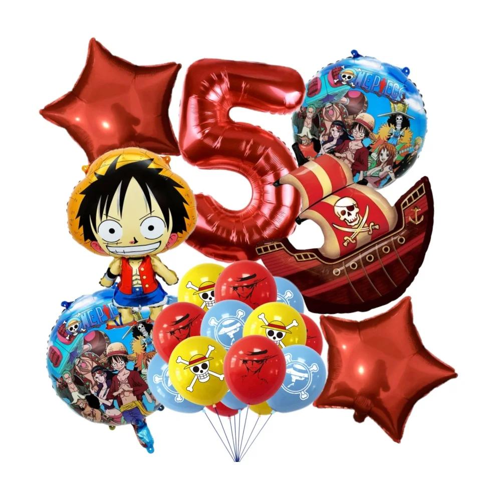 19 pièces une pièce mignon dessin animé bricolage Anime ballons d'anniversaire ensemble numéro ballo